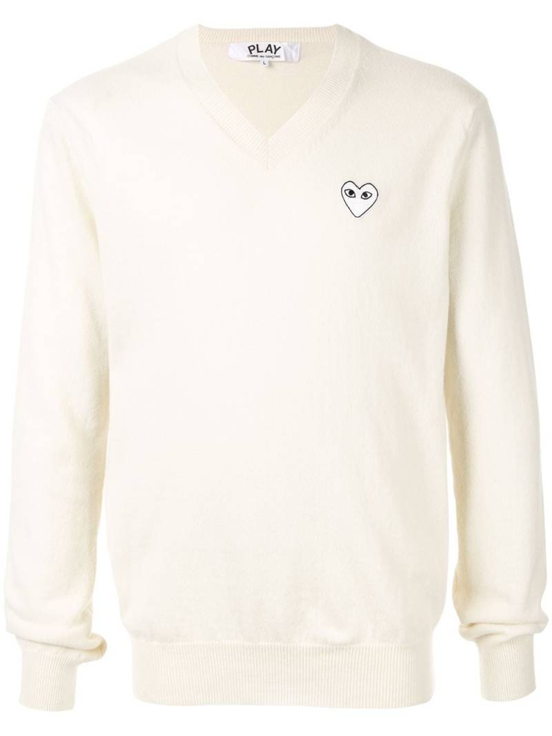 Comme Des Garçons Play Play V-neck jumper - Neutrals von Comme Des Garçons Play