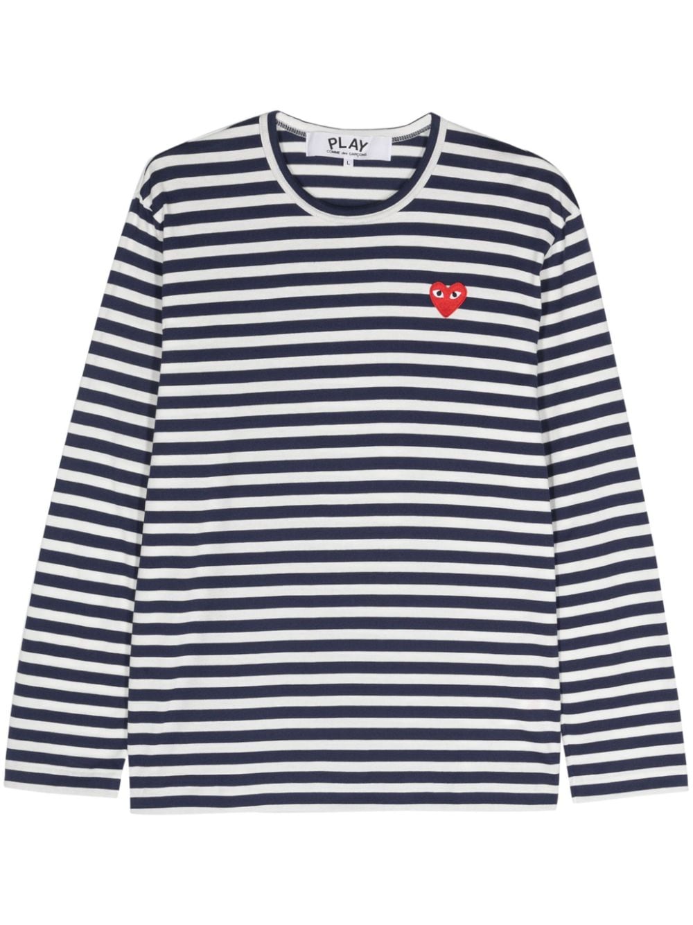 Comme Des Garçons Play appliqué-logo striped T-shirt - Blue von Comme Des Garçons Play
