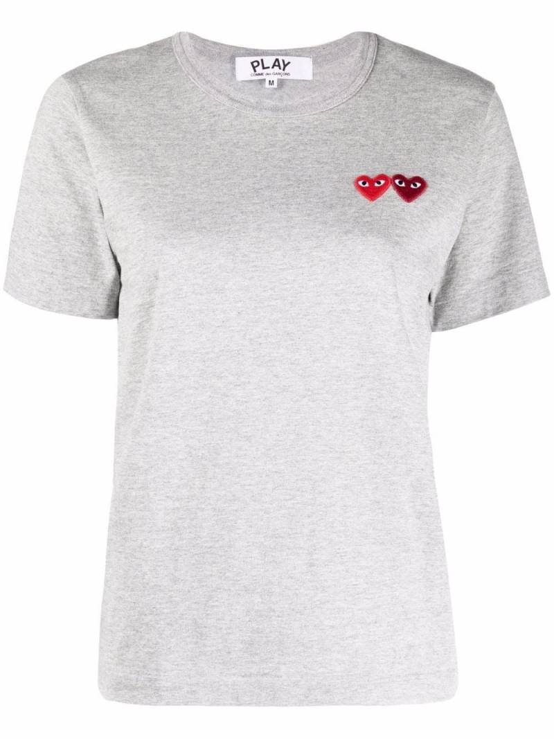 Comme Des Garçons Play double heart logo T-shirt - Grey von Comme Des Garçons Play
