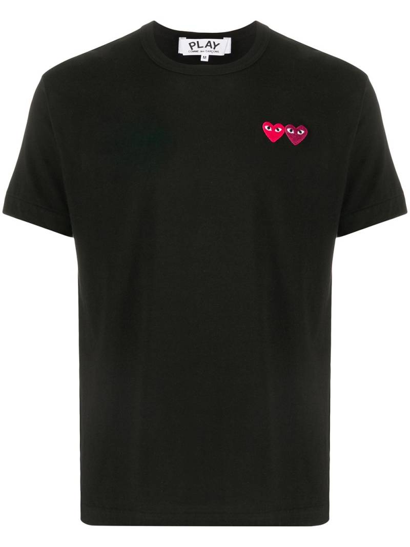 Comme Des Garçons Play double heart patch short sleeve T-shirt - Black von Comme Des Garçons Play