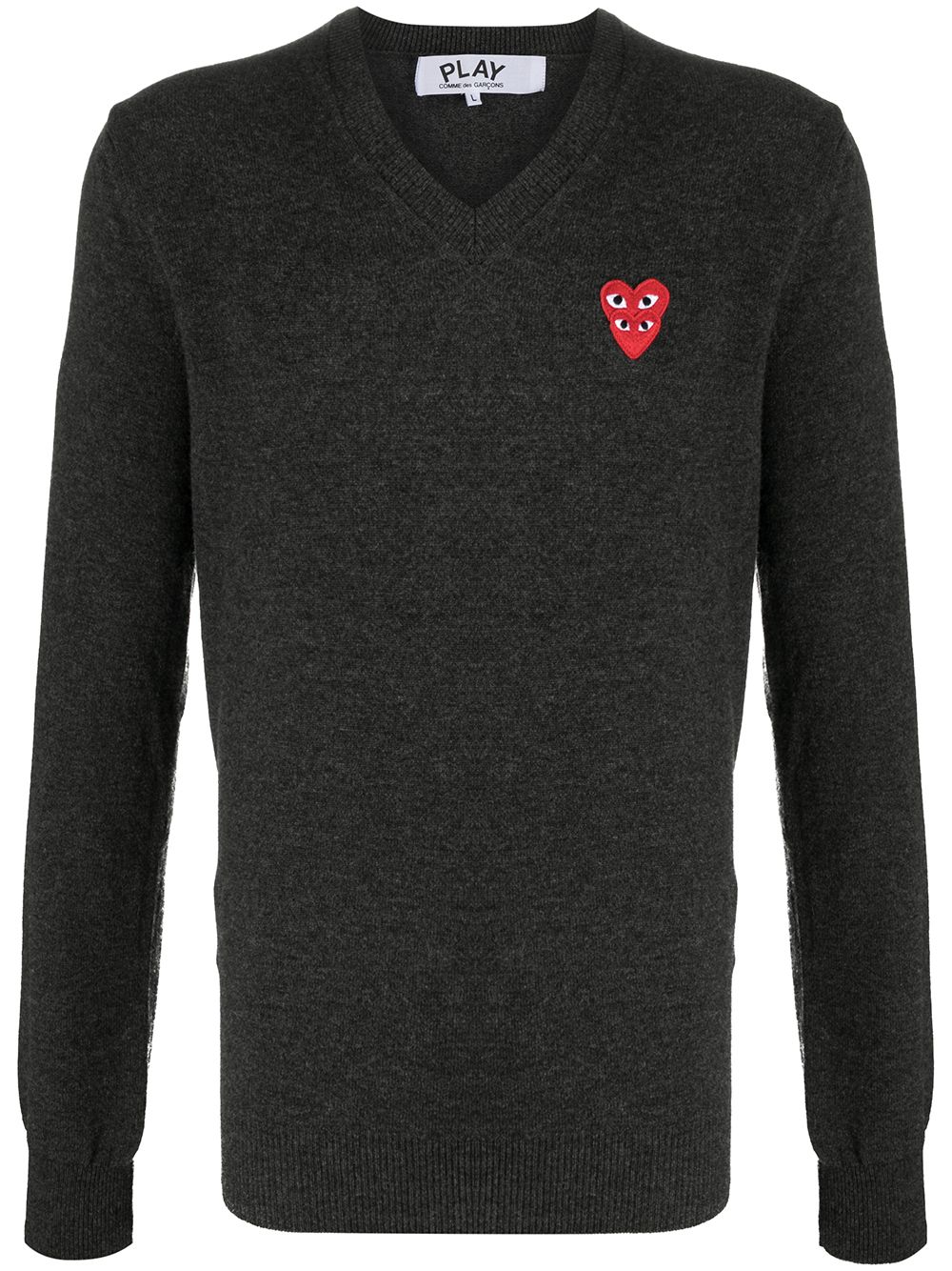 Comme Des Garçons Play embroidered double heart patch jumper - Grey von Comme Des Garçons Play