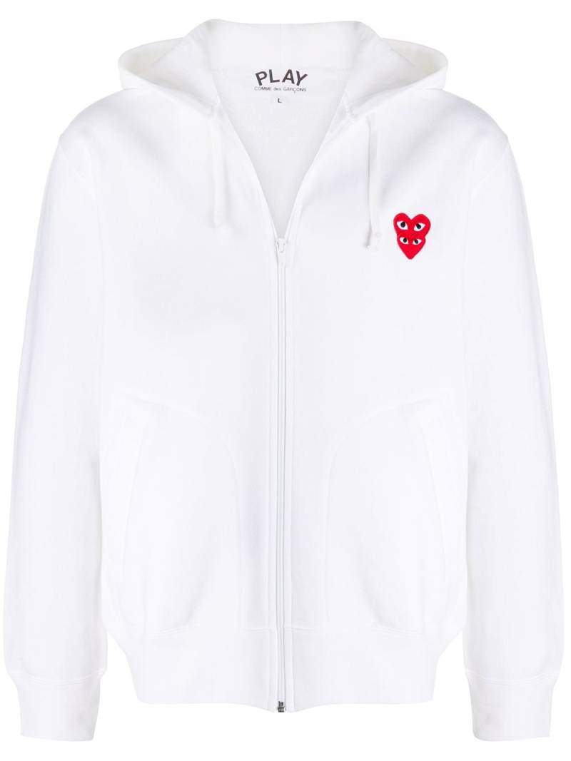 Comme Des Garçons Play embroidered heart zip-front hoodie - White von Comme Des Garçons Play