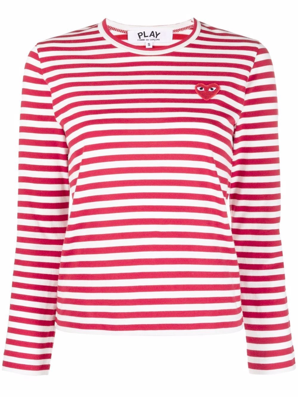 Comme Des Garçons Play heart-motif striped top - Red von Comme Des Garçons Play