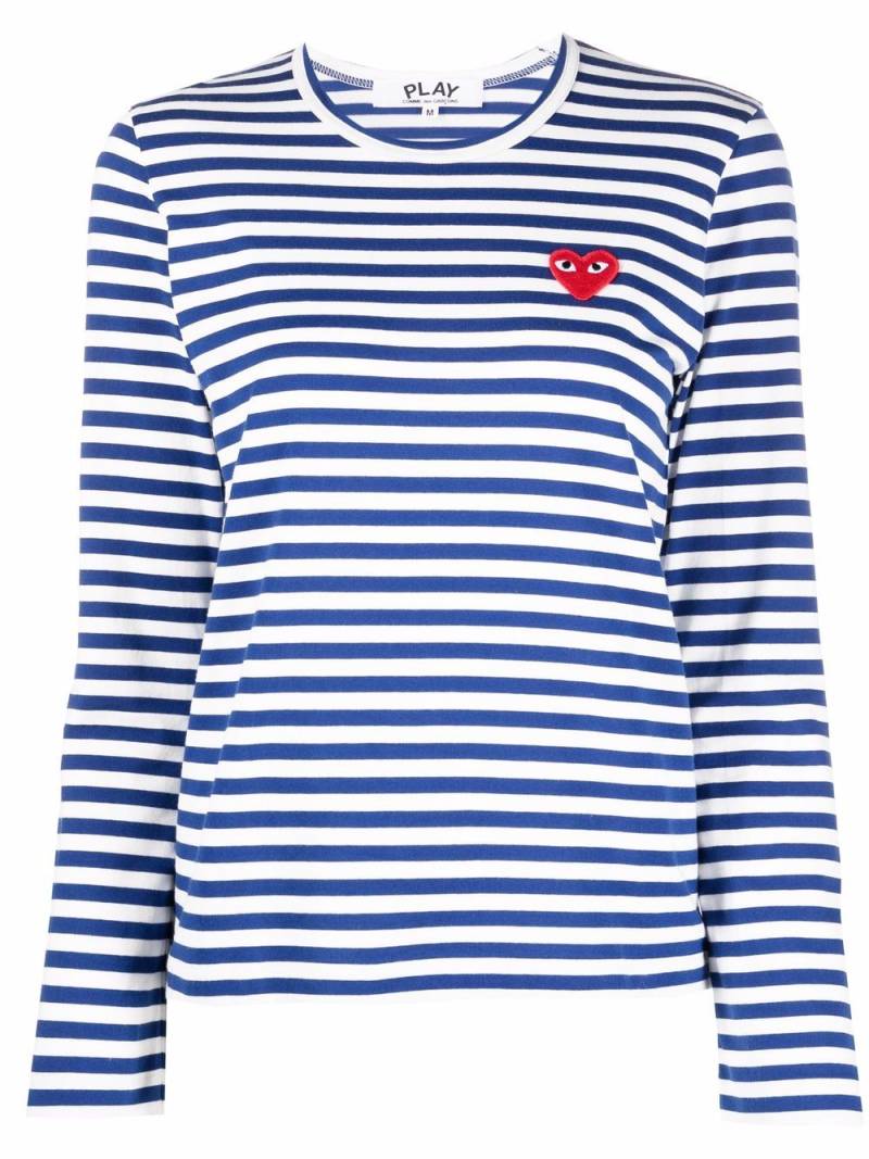 Comme Des Garçons Play heart-patch striped T-shirt - White von Comme Des Garçons Play