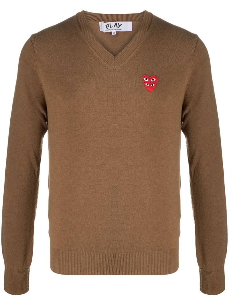 Comme Des Garçons Play logo heart embroidered jumper - Brown von Comme Des Garçons Play