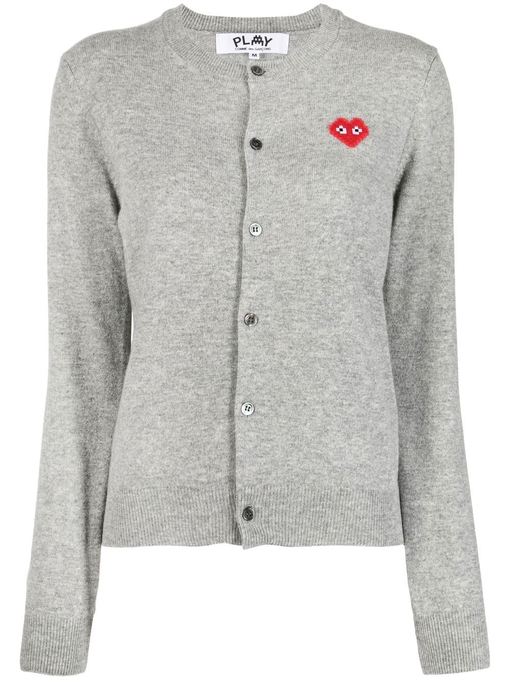 Comme Des Garçons logo-patch cardigan - Grey von Comme Des Garçons