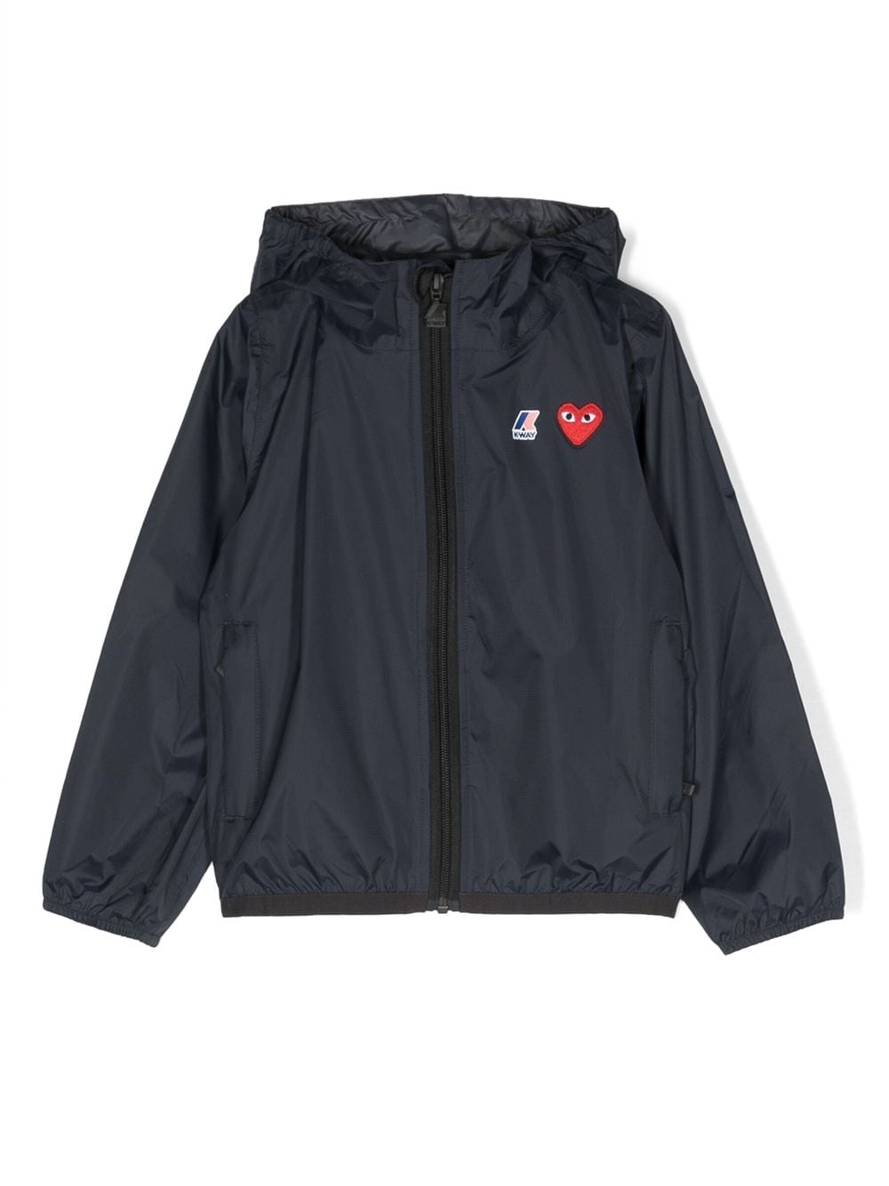 Comme Des Garçons Play Kids logo-patch hooded jacket - Blue von Comme Des Garçons Play Kids