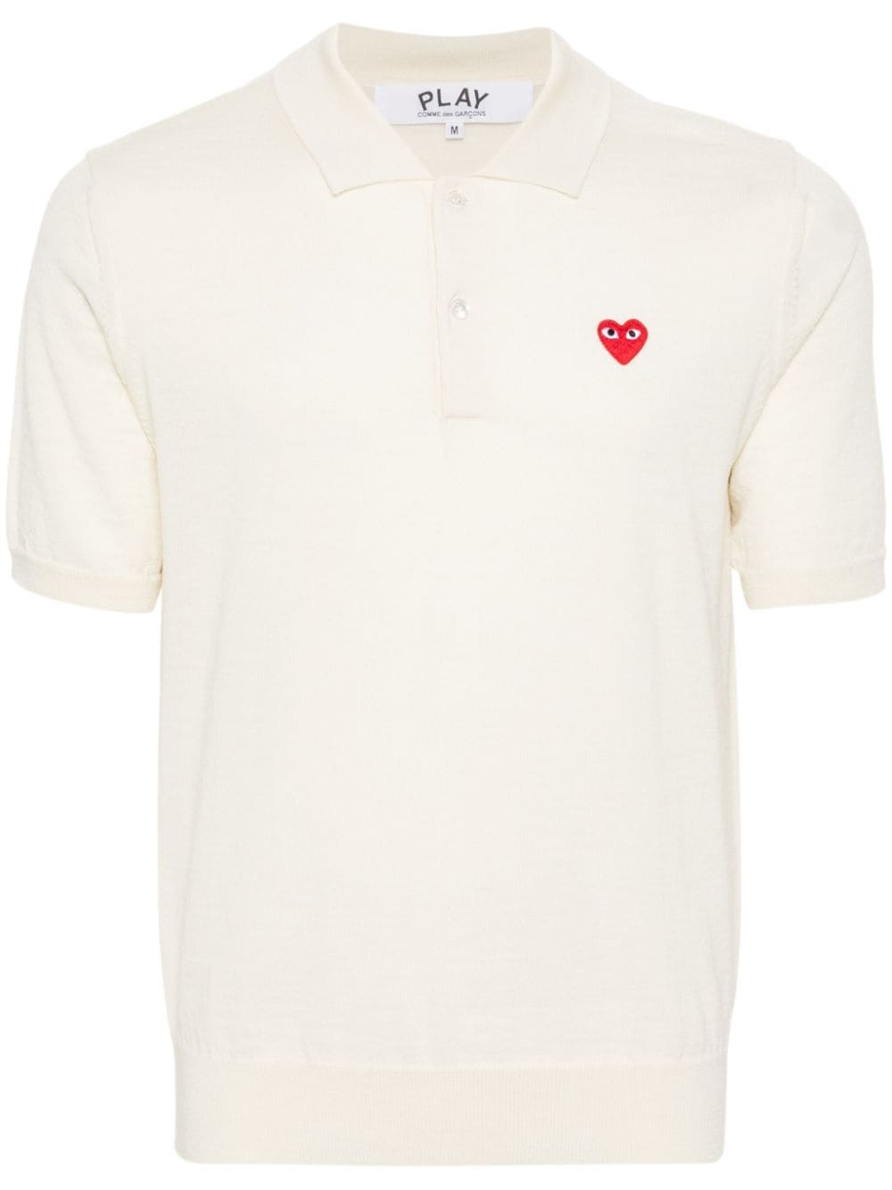Comme Des Garçons Play logo-patch knitted polo shirt - Neutrals von Comme Des Garçons Play