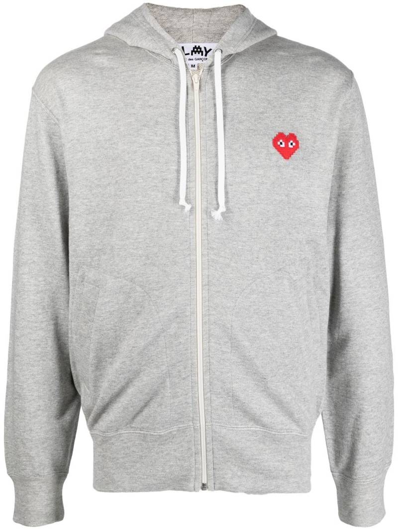 Comme Des Garçons Play logo-patch zip-up hoodie - Grey von Comme Des Garçons Play