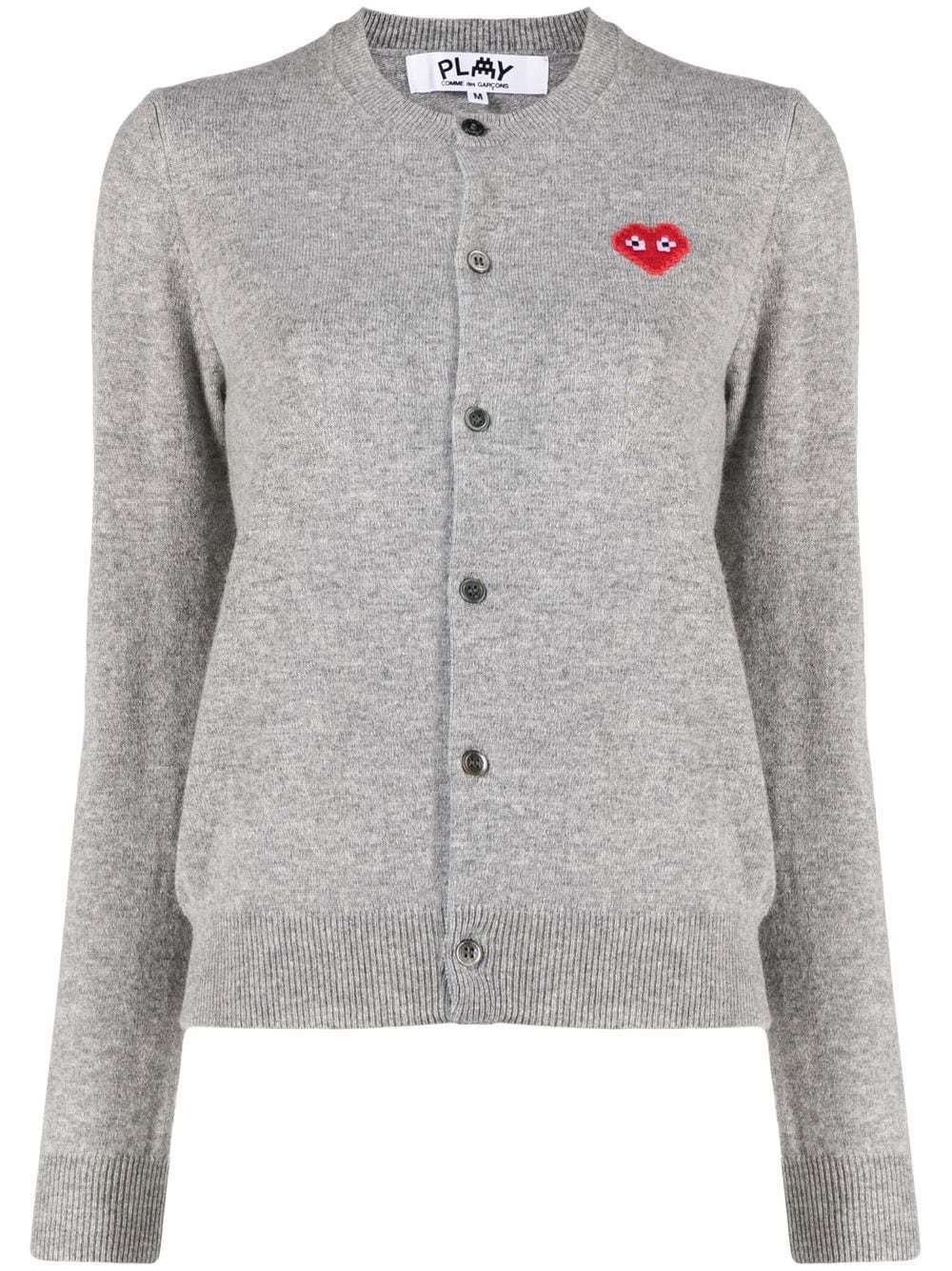 Comme Des Garçons Play logo-print wool cardigan - Grey von Comme Des Garçons Play