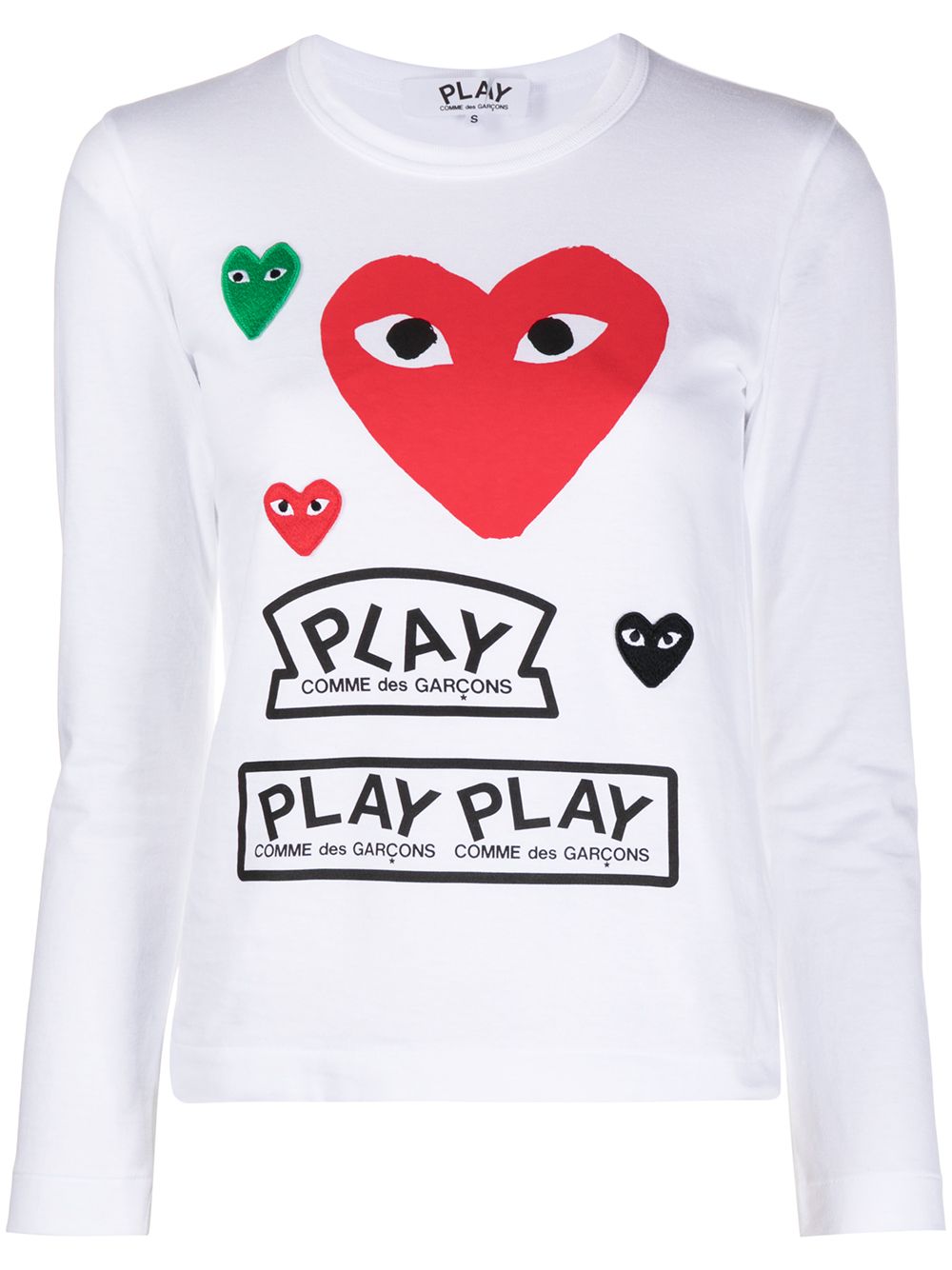 Comme Des Garçons Play long-sleeved multi-logo T-shirt - White von Comme Des Garçons Play