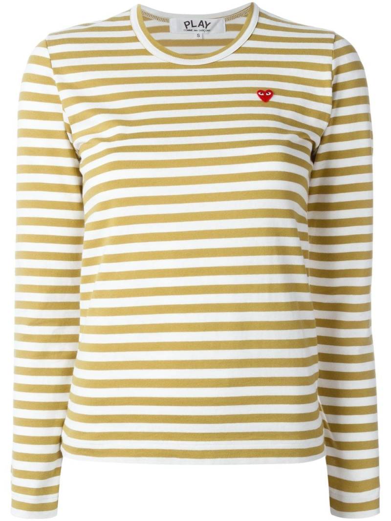 Comme Des Garçons Play heart-patch striped top - Neutrals von Comme Des Garçons Play