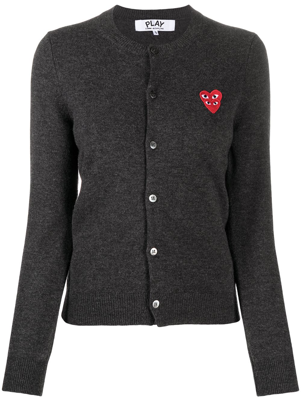 Comme Des Garçons Play overlapping heart wool cardigan - Grey von Comme Des Garçons Play