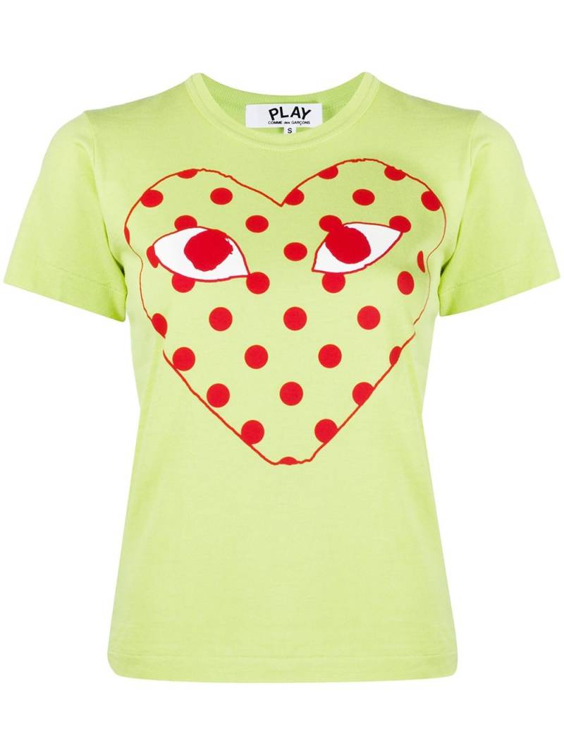 Comme Des Garçons Play polk-dot heat print T-shirt - Green von Comme Des Garçons Play