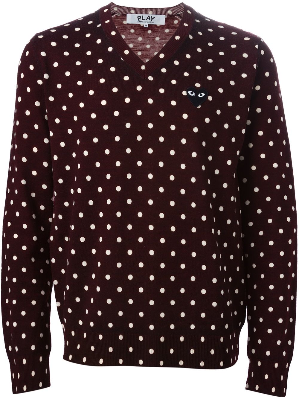 Comme Des Garçons Play polka dot V-neck sweater - Brown von Comme Des Garçons Play