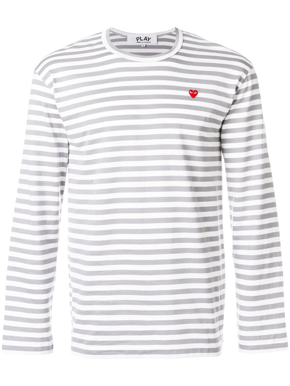 Comme Des Garçons Play striped heart logo T-shirt - Grey von Comme Des Garçons Play