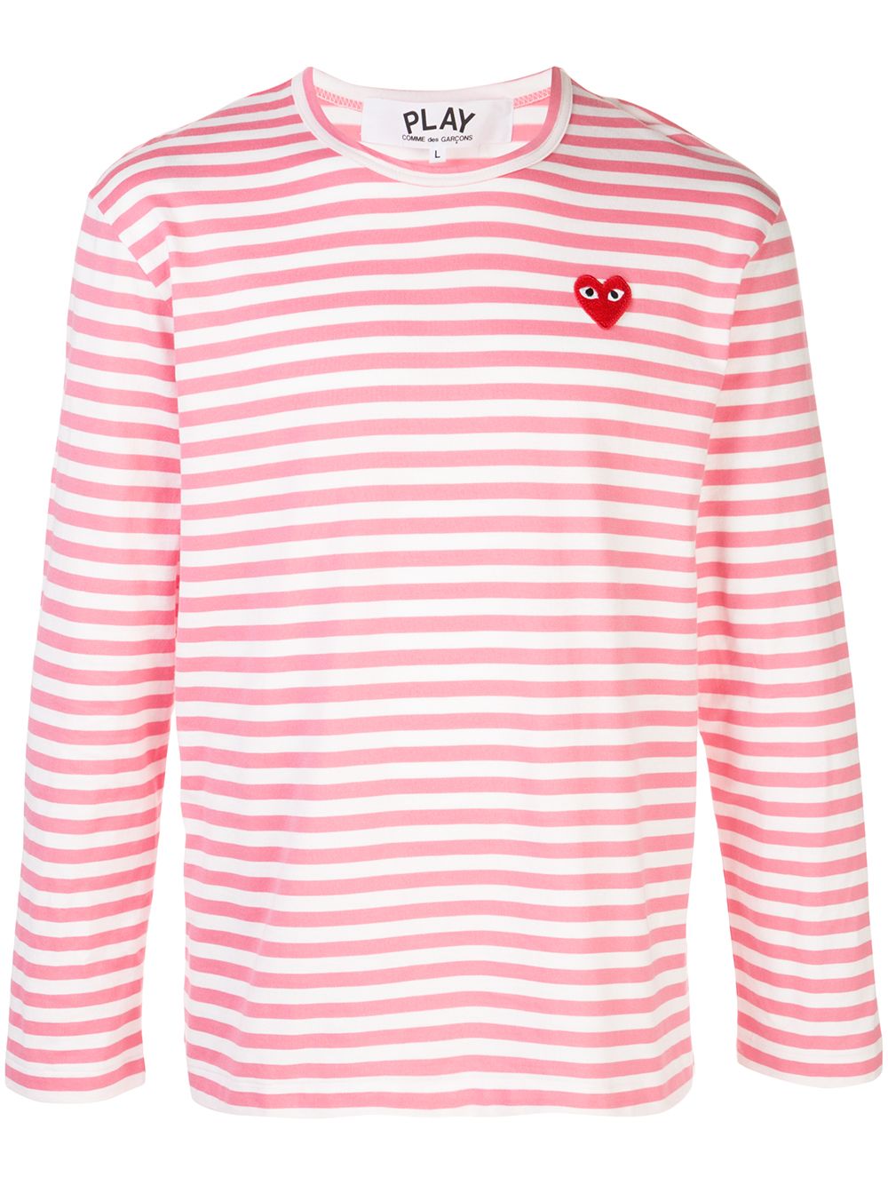 Comme Des Garçons Play striped logo T-shirt - Pink von Comme Des Garçons Play