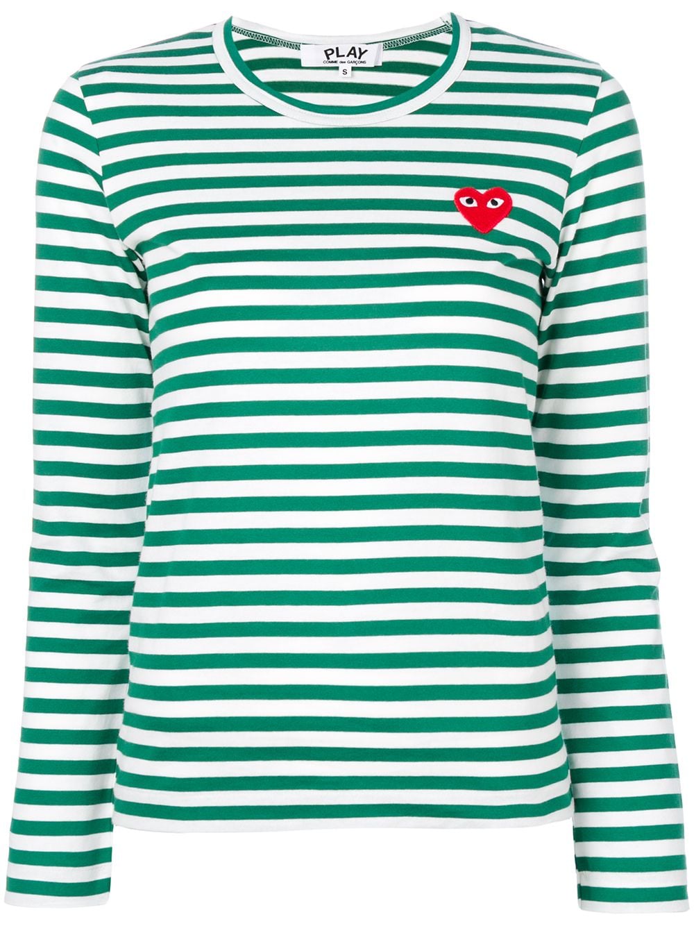 Comme Des Garçons Play striped logo-patch T-shirt - Green von Comme Des Garçons Play