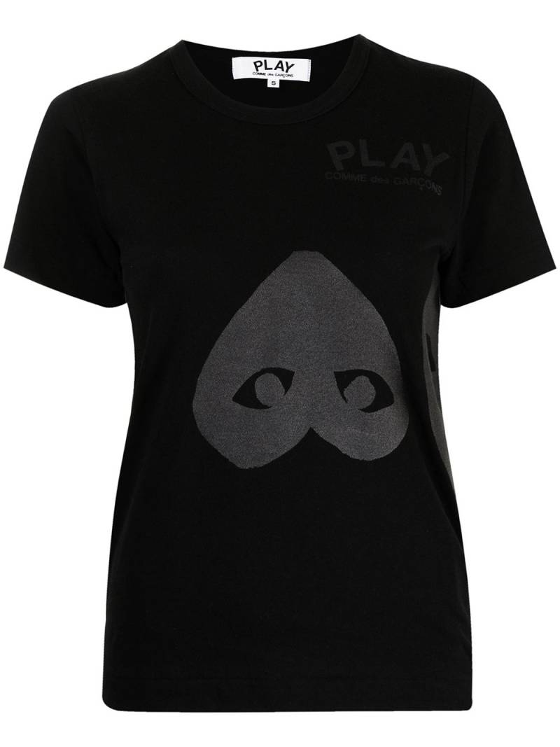 Comme Des Garçons Play two grey hearts T-shirt - Black von Comme Des Garçons Play