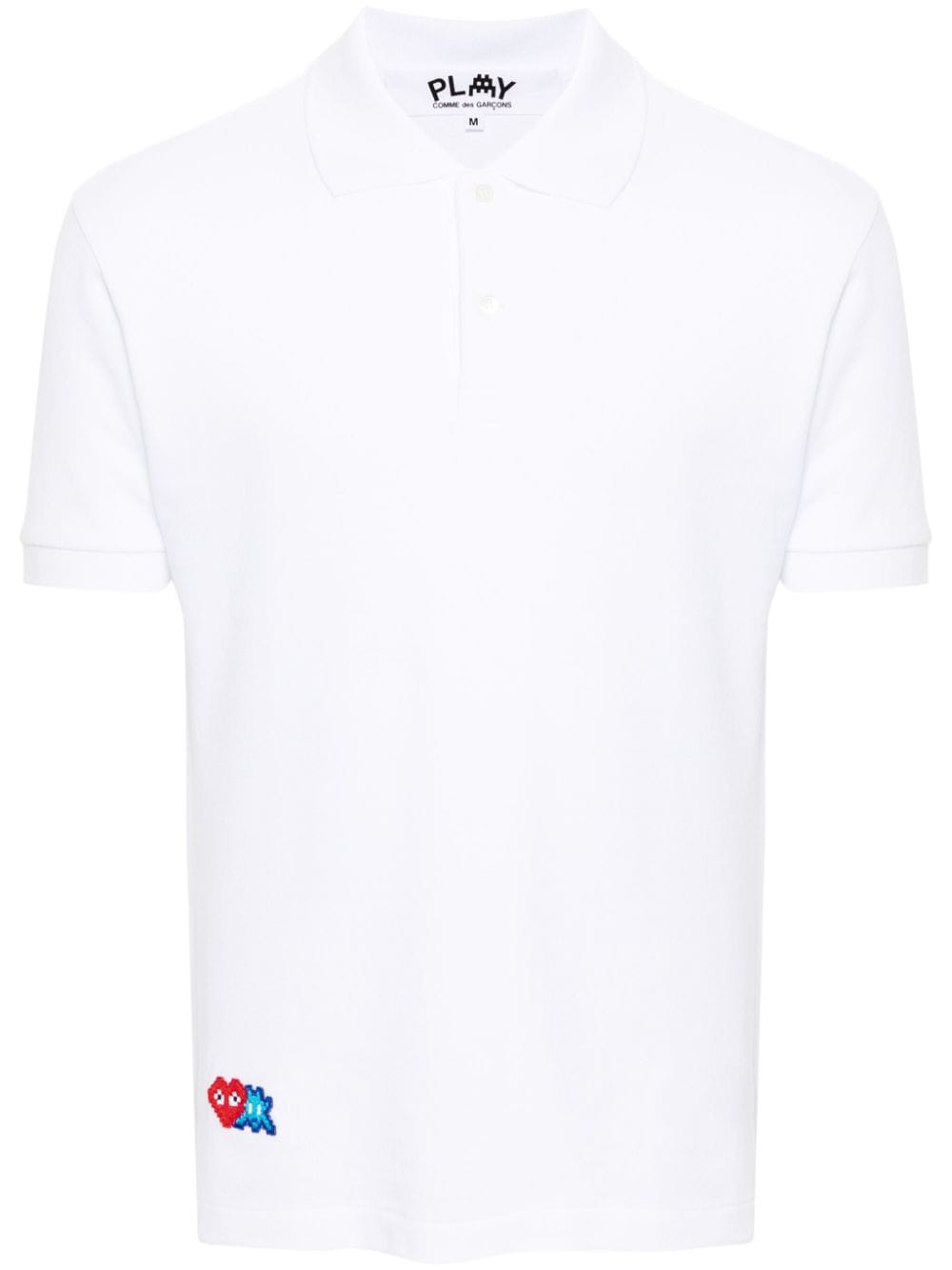 Comme Des Garçons Play x the Artist Invader pixelated-appliqué polo shirt - White von Comme Des Garçons Play