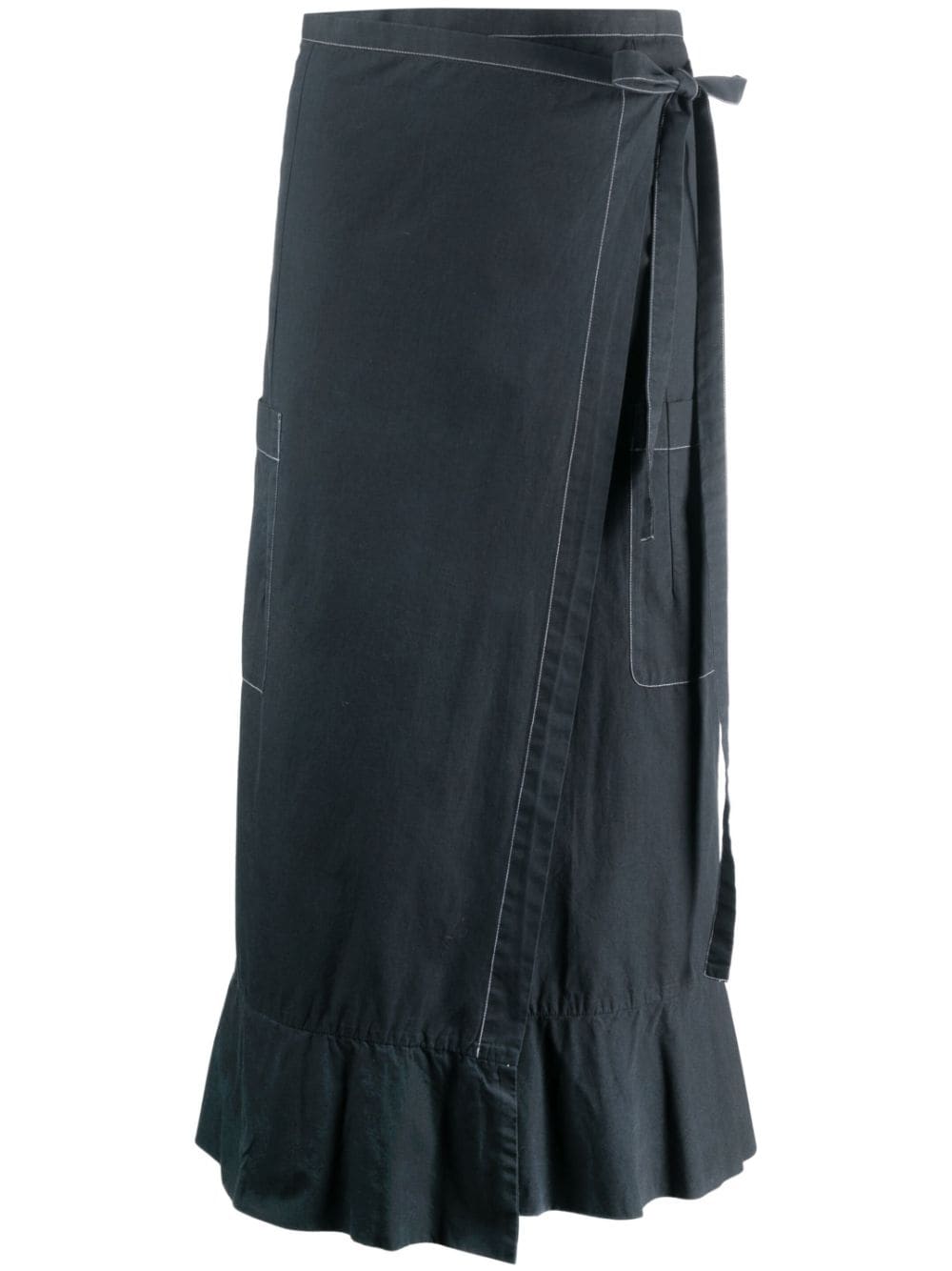Comme Des Garçons Pre-Owned 2000s high-waisted wrap midi skirt - Blue von Comme Des Garçons Pre-Owned