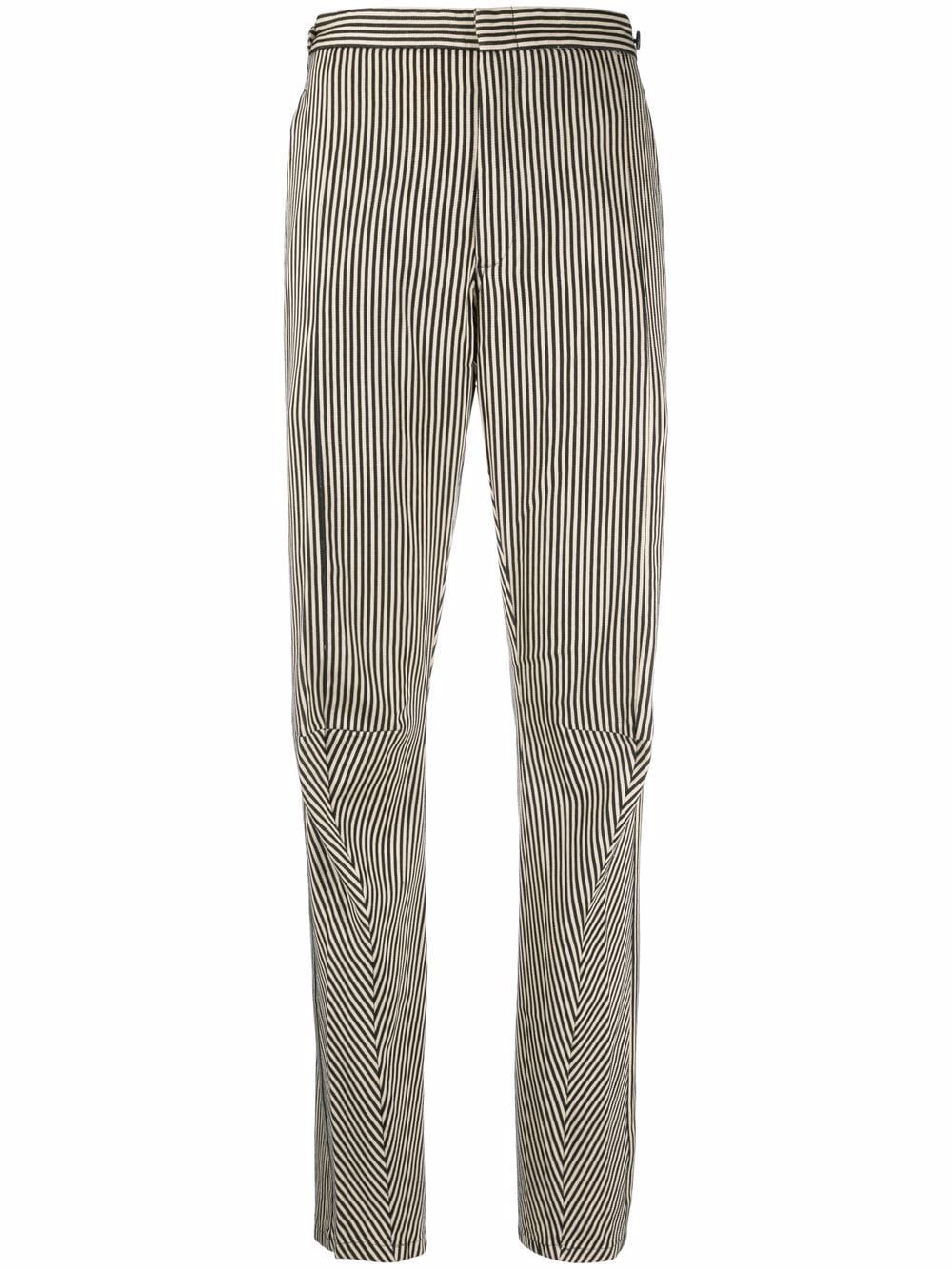 Comme Des Garçons Pre-Owned 2000s striped straight-legged trousers - Black von Comme Des Garçons Pre-Owned
