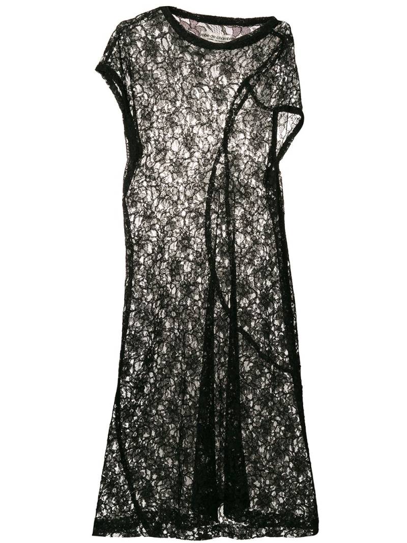 Comme Des Garçons Pre-Owned asymmetric sheer lace dress - Black von Comme Des Garçons Pre-Owned