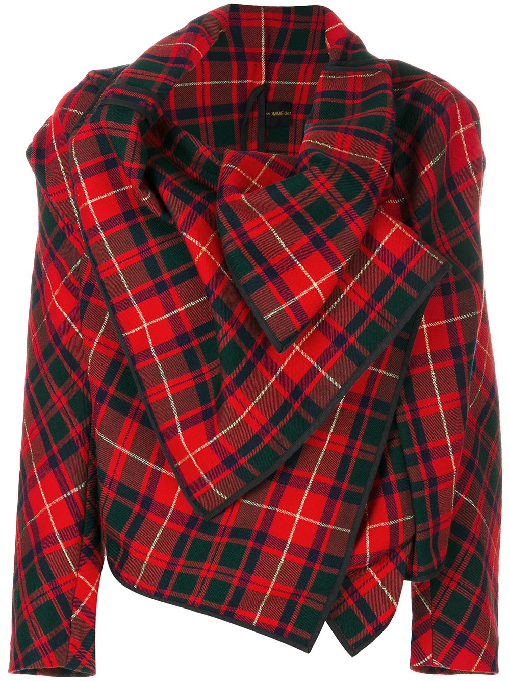 Comme Des Garçons Pre-Owned asymmetric tartan jacket - Red von Comme Des Garçons Pre-Owned