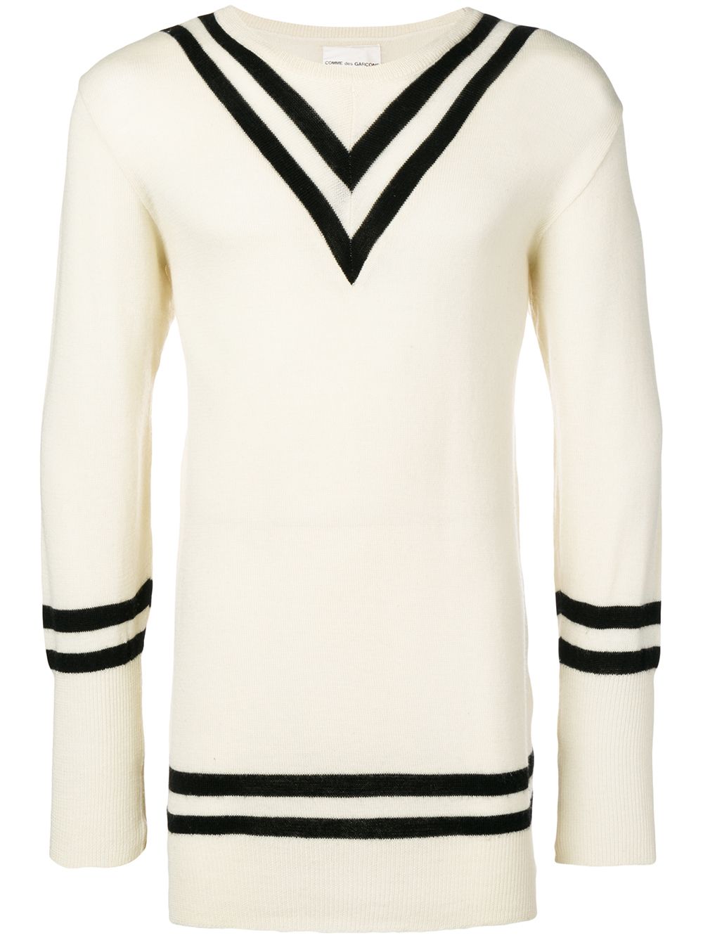 Comme Des Garçons Pre-Owned stripe-detail wool jumper - White von Comme Des Garçons Pre-Owned