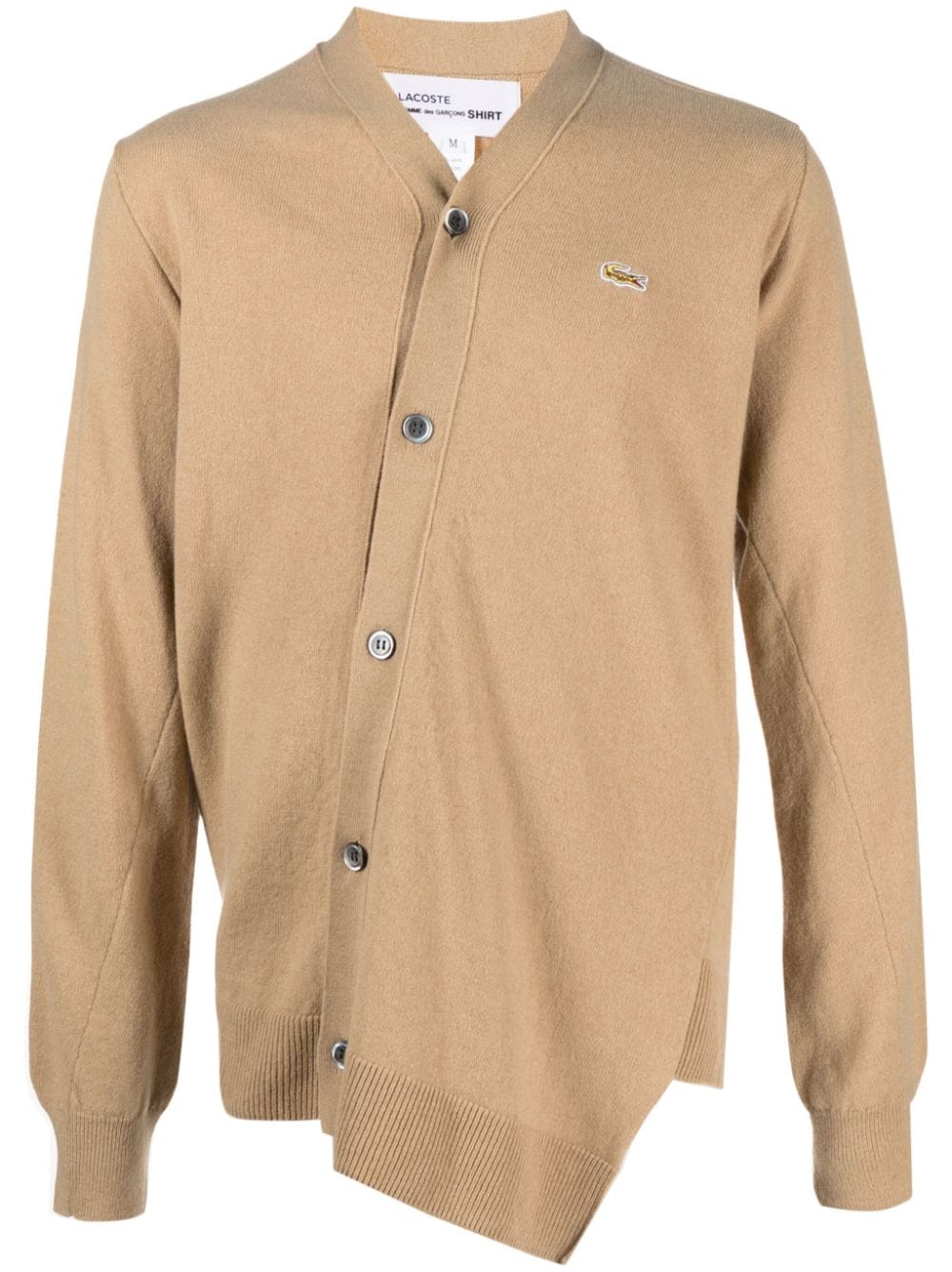 Comme Des Garçons Shirt X Lacoste asymmetric wool cardigan - Brown von Comme Des Garçons Shirt