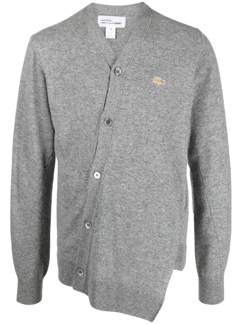 Comme Des Garçons Shirt X Lacoste asymmetric wool cardigan - Grey von Comme Des Garçons Shirt