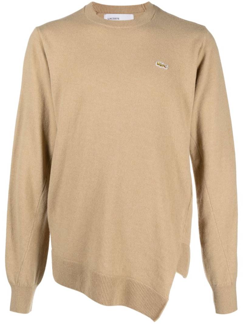 Comme Des Garçons Shirt X Lacoste asymmetric wool sweatshirt - Brown von Comme Des Garçons Shirt