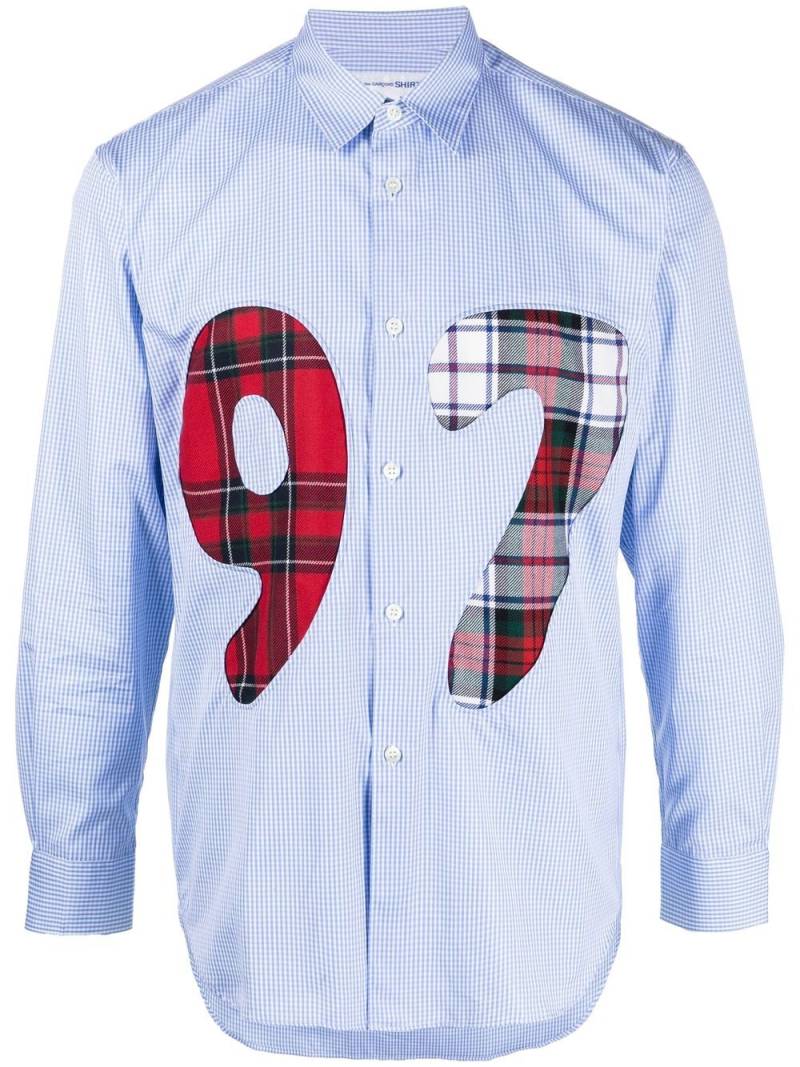 Comme Des Garçons Shirt check-pattern numbered shirt - Blue von Comme Des Garçons Shirt