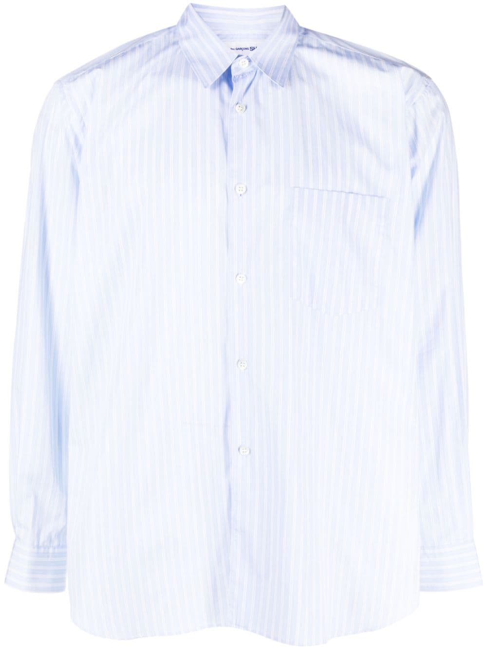 Comme Des Garçons Shirt chest-pocket striped cotton shirt - Blue von Comme Des Garçons Shirt