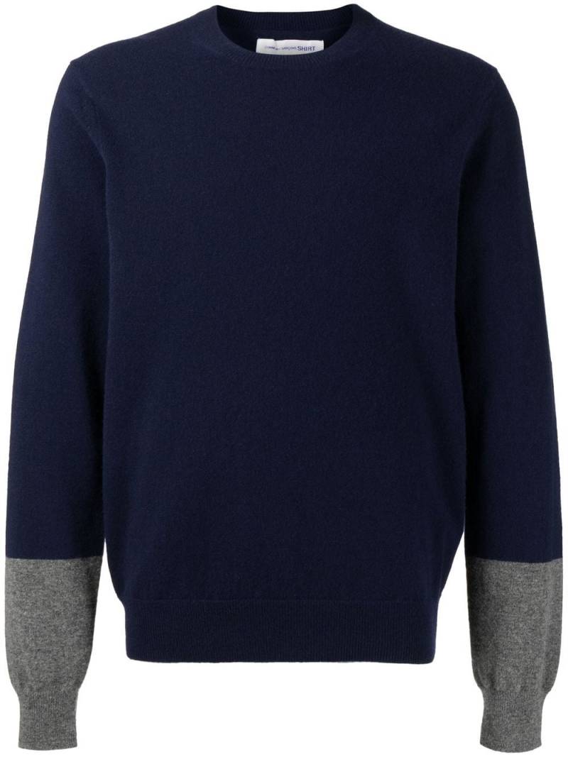 Comme Des Garçons Shirt colour-block crew neck sweater - Blue von Comme Des Garçons Shirt