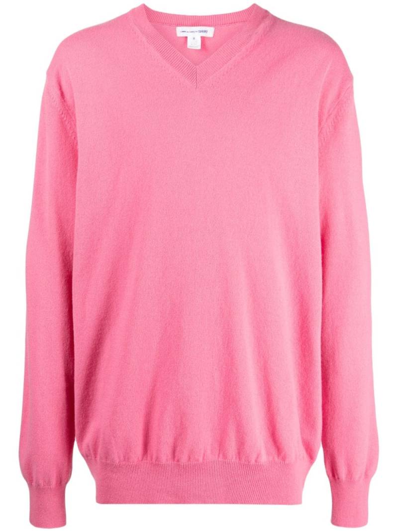 Comme Des Garçons Shirt long-sleeve ribbed wool jumper - Pink von Comme Des Garçons Shirt