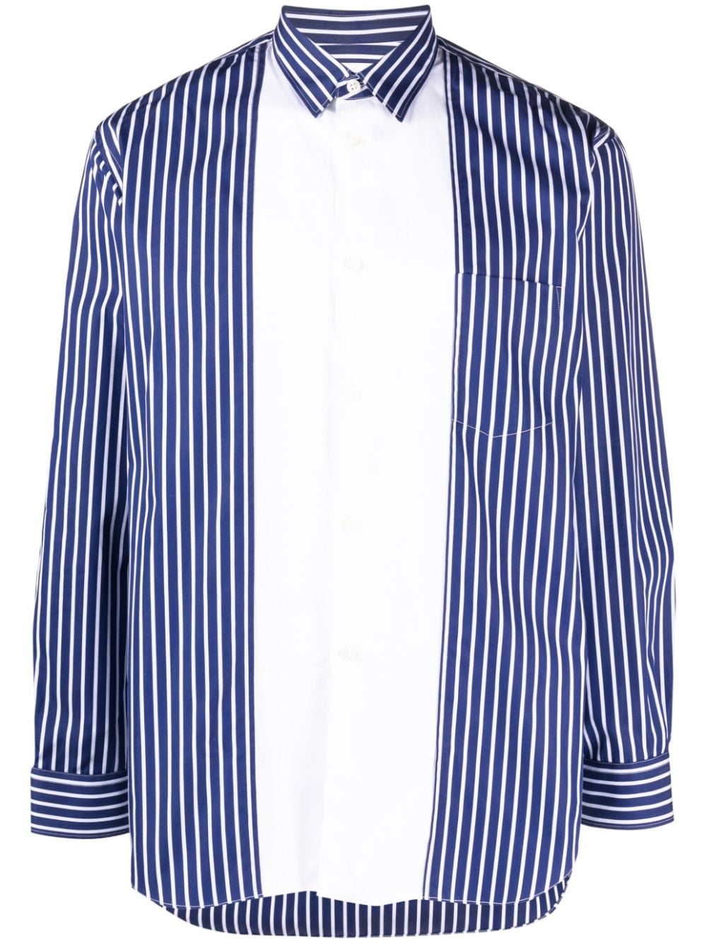 Comme Des Garçons Shirt panelled striped cotton shirt - Blue von Comme Des Garçons Shirt