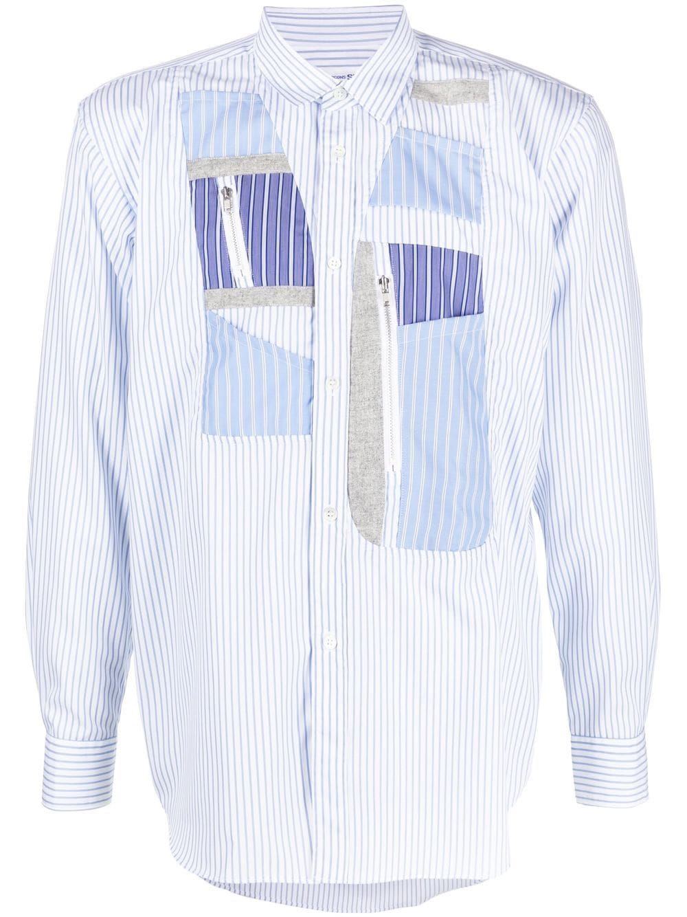 Comme Des Garçons Shirt patchwork-panel button-up shirt - Blue von Comme Des Garçons Shirt