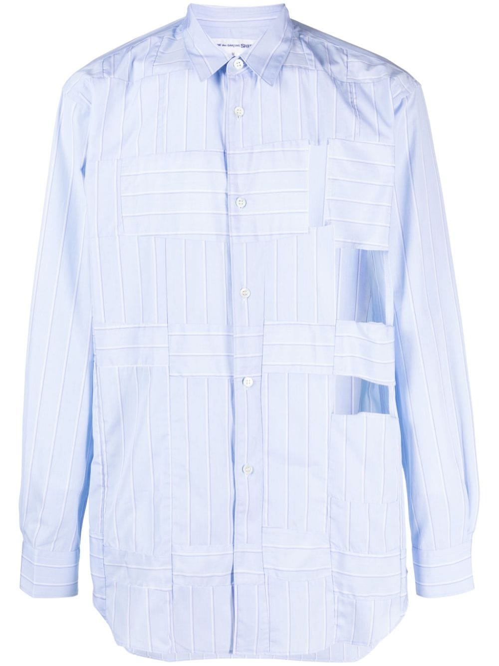 Comme Des Garçons Shirt striped cut-out cotton shirt - Blue von Comme Des Garçons Shirt