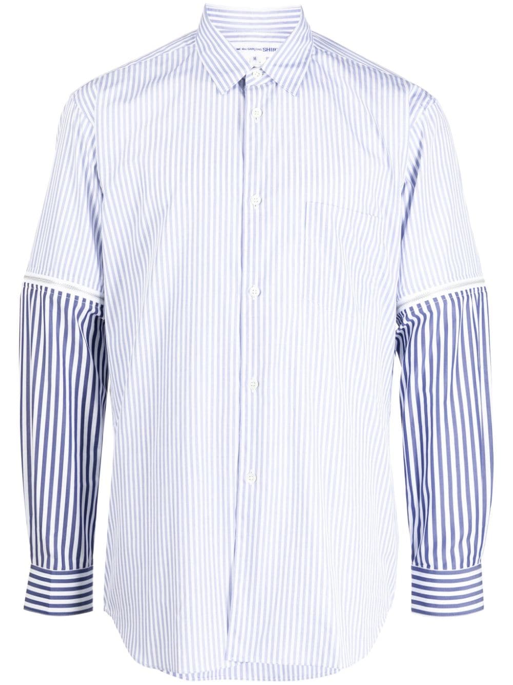 Comme Des Garçons Shirt striped panelled cotton shirt - Blue von Comme Des Garçons Shirt