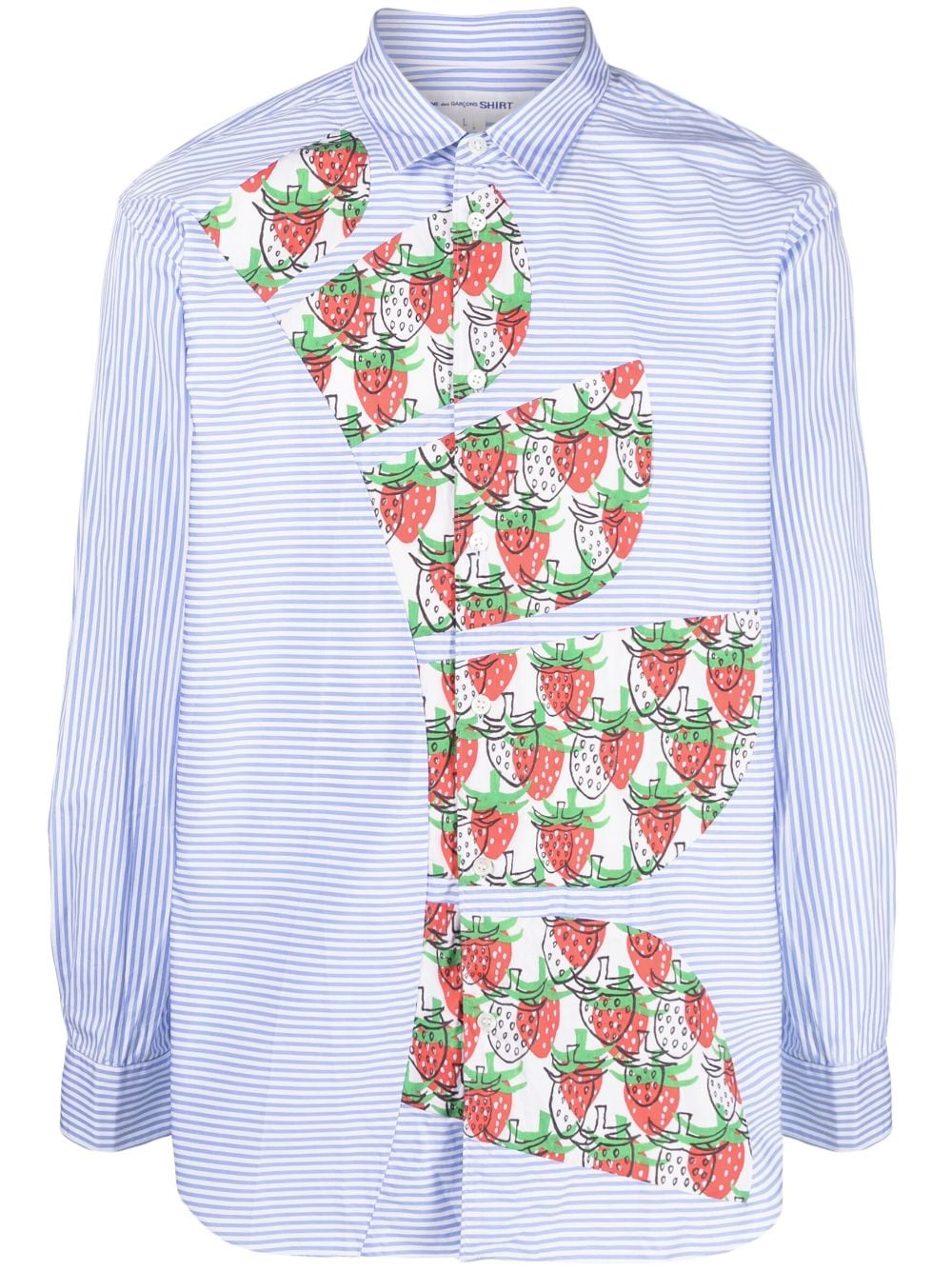 Comme Des Garçons Shirt x Brett Westfall strawberry-motif striped shirt - Blue von Comme Des Garçons Shirt