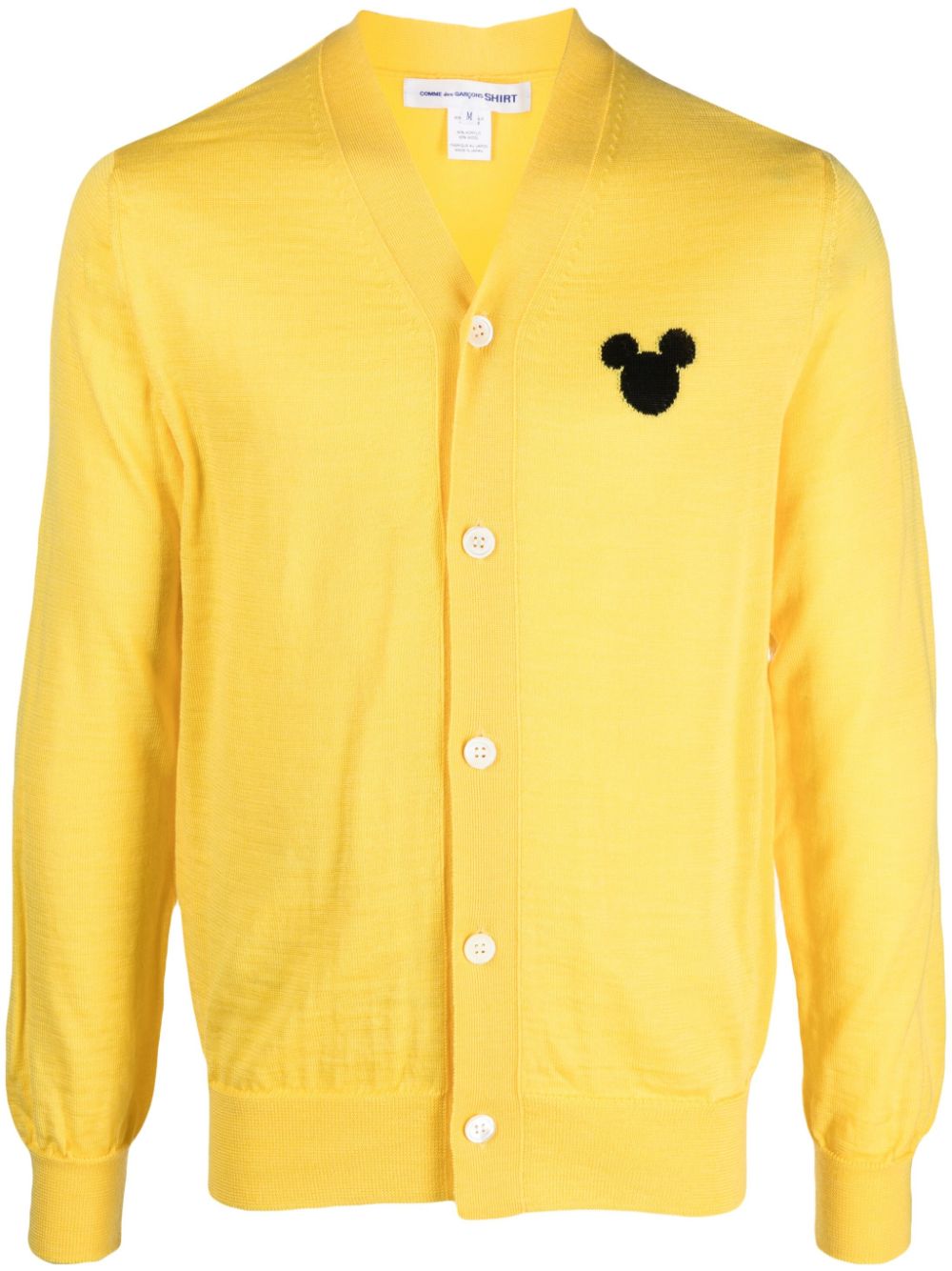 Comme Des Garçons Shirt x Disney intarsia-knit logo cardigan - Yellow von Comme Des Garçons Shirt