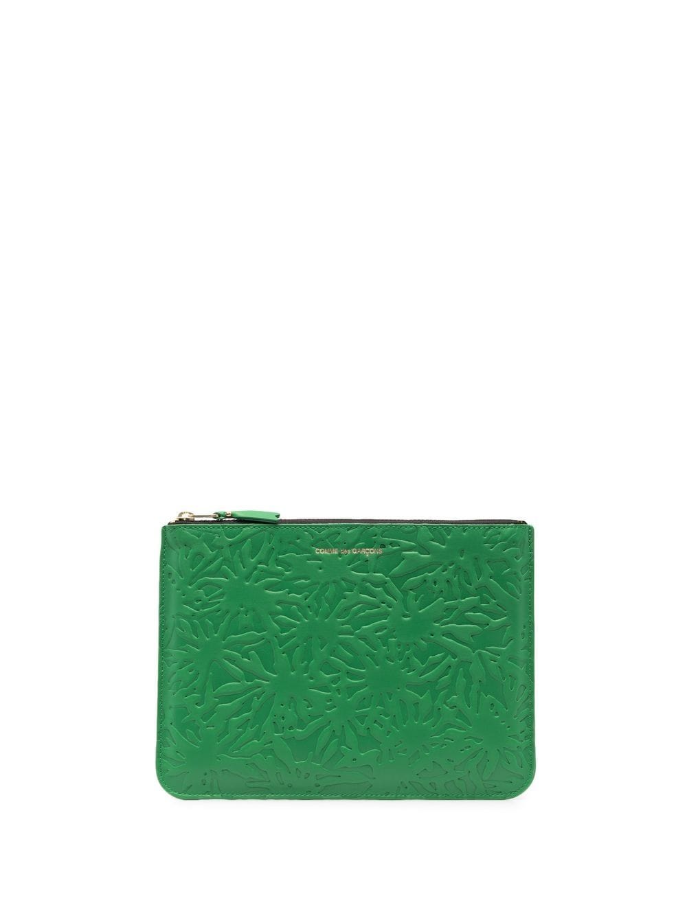 Comme Des Garçons Wallet embossed zip-up wallet - Green von Comme Des Garçons Wallet