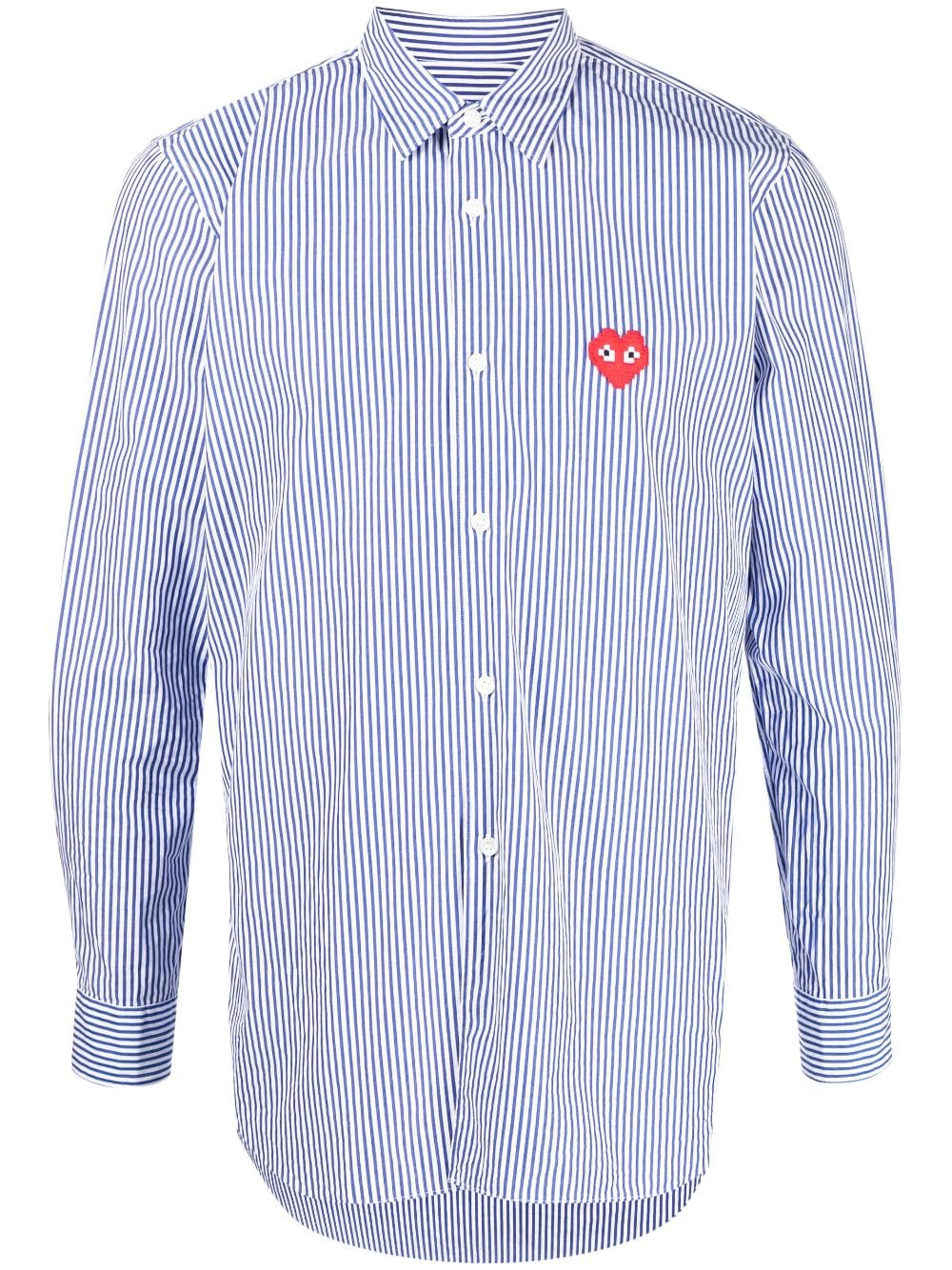 Comme Des Garçons Play heart-patch striped cotton shirt - Blue von Comme Des Garçons Play