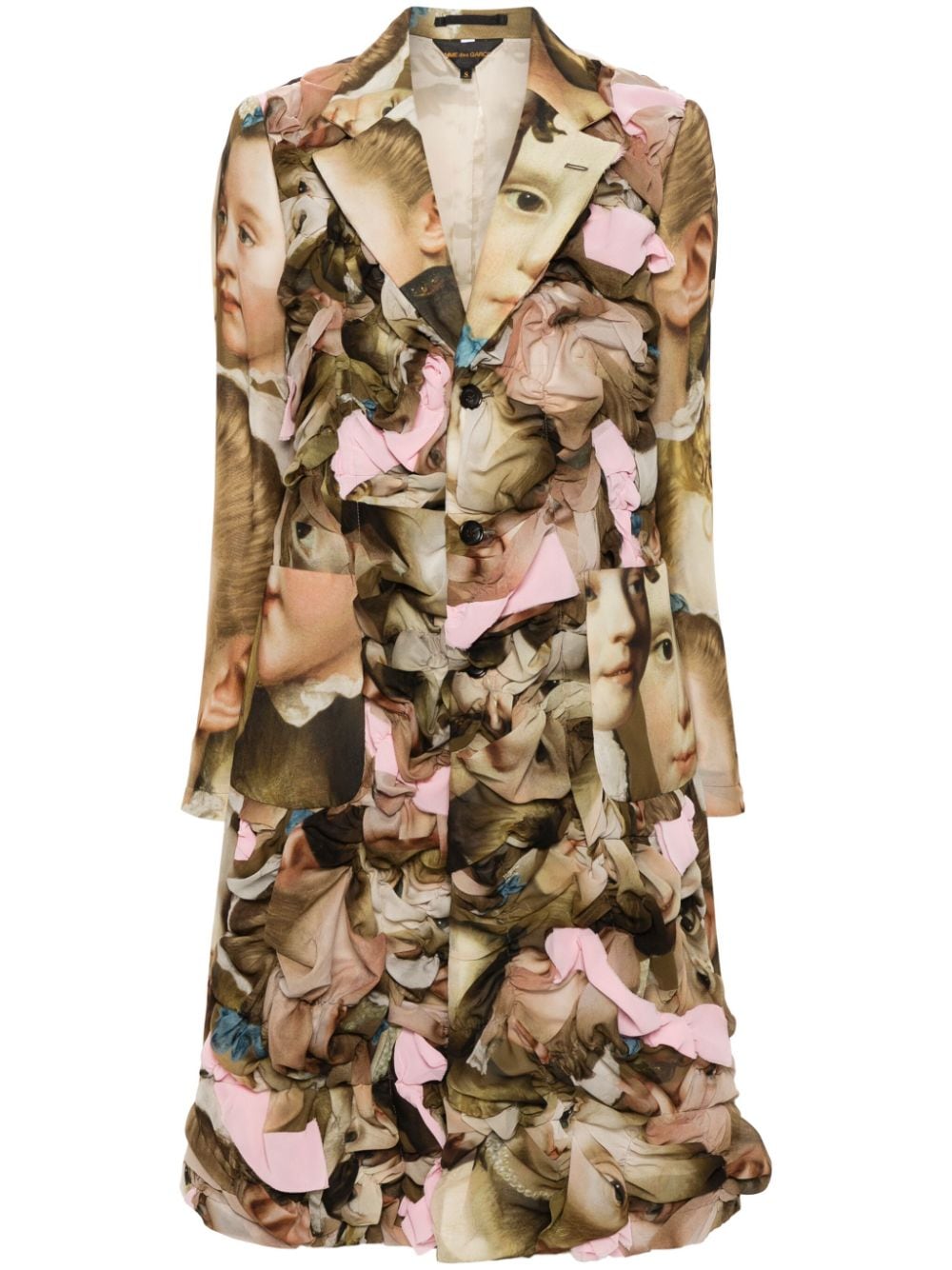 Comme Des Garçons renaissance-print ruched midi coat - Green von Comme Des Garçons