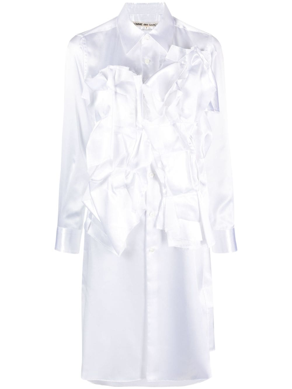 Comme Des Garçons ruffled satin shirtdress - White von Comme Des Garçons