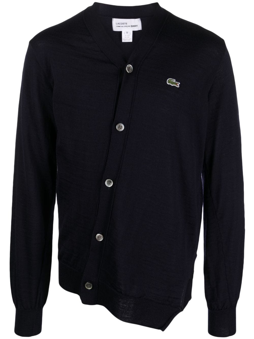 Comme Des Garçons Shirt x Lacoste asymmetric wool cardigan - Blue von Comme Des Garçons Shirt