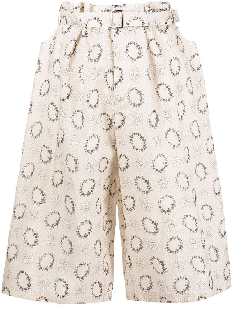 Comme des Garçons TAO floral-print belted shorts - Brown von Comme des Garçons TAO