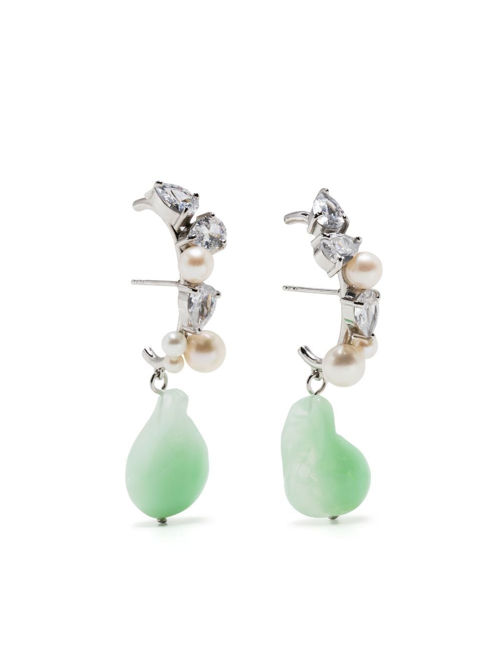 Completedworks Eze-eh sterling silver pearl and jade earrings von Completedworks