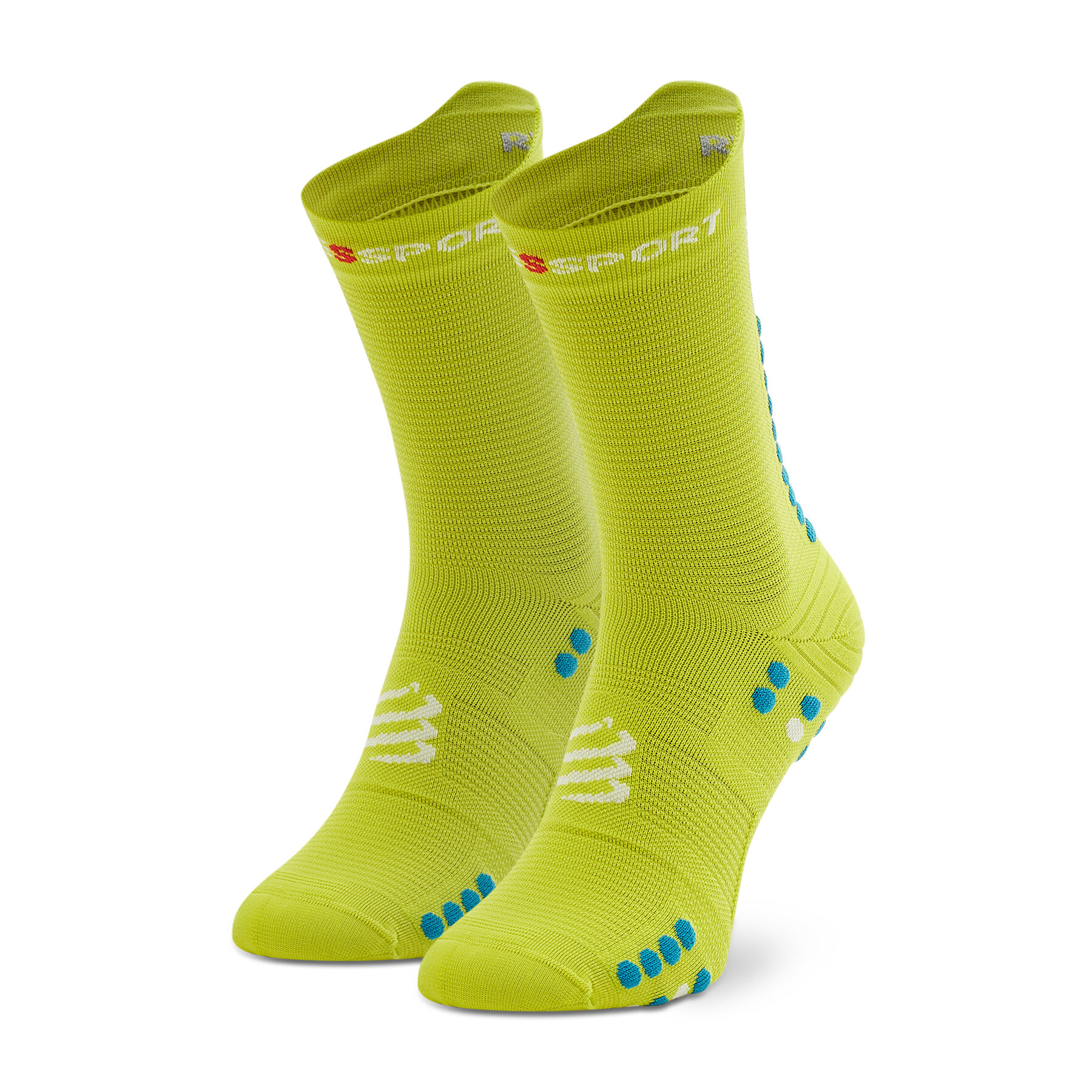 Hohe Unisex-Socken Compressport Pro Racing V4.0 Run High XU00046B Primerose/Fjord Blue 707 von Compressport